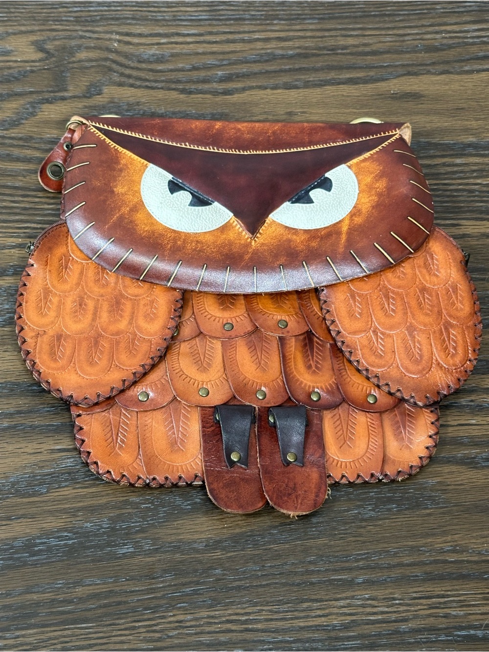Tooled Leather Owl Bag